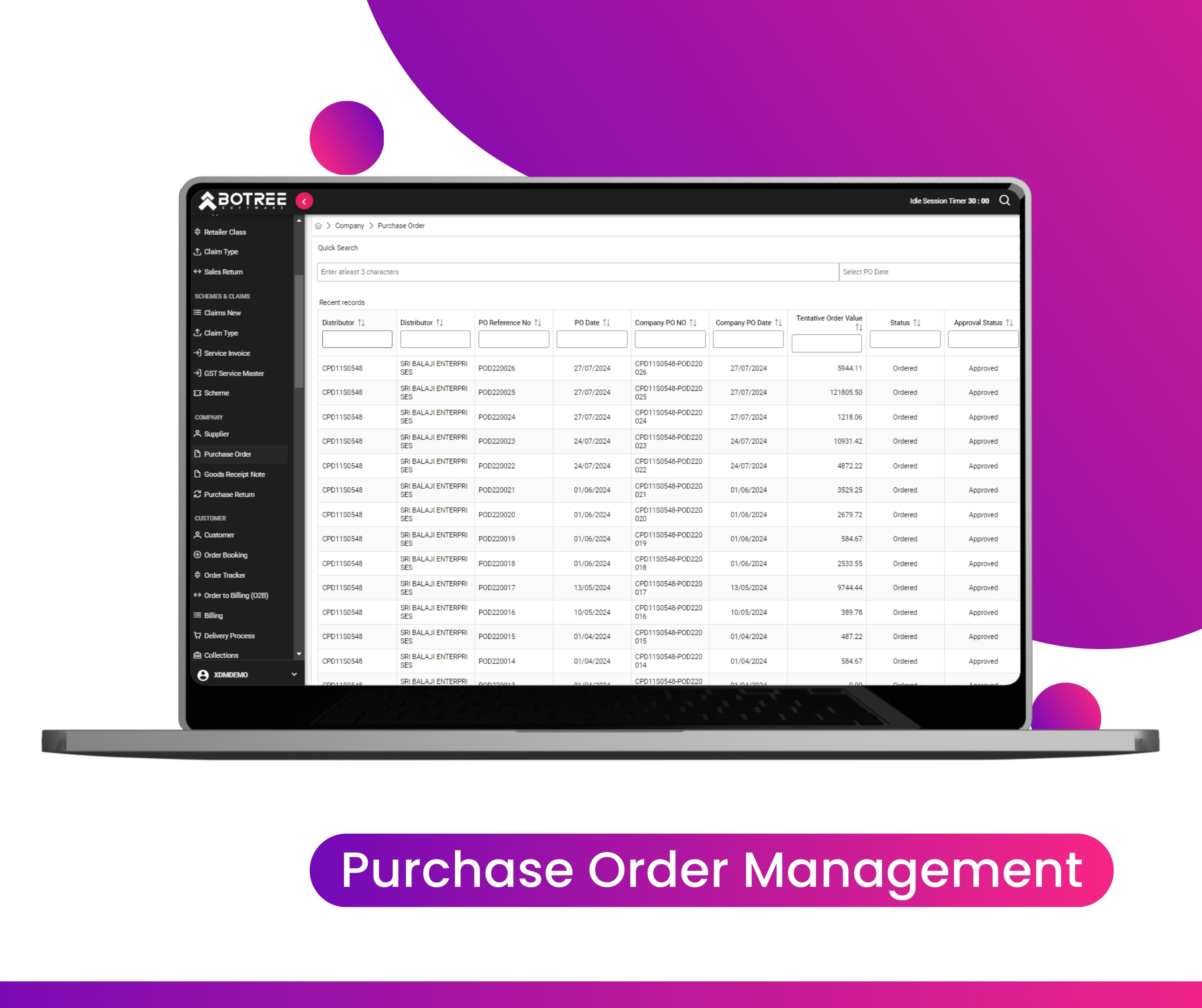 screenshot of Botree DMS